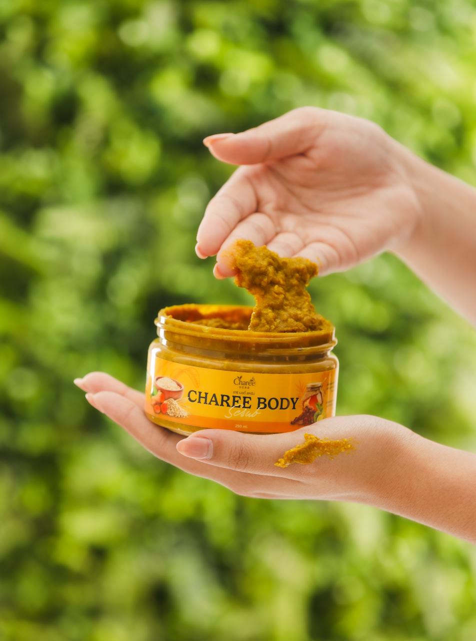 Charee Body Scrub product in use
